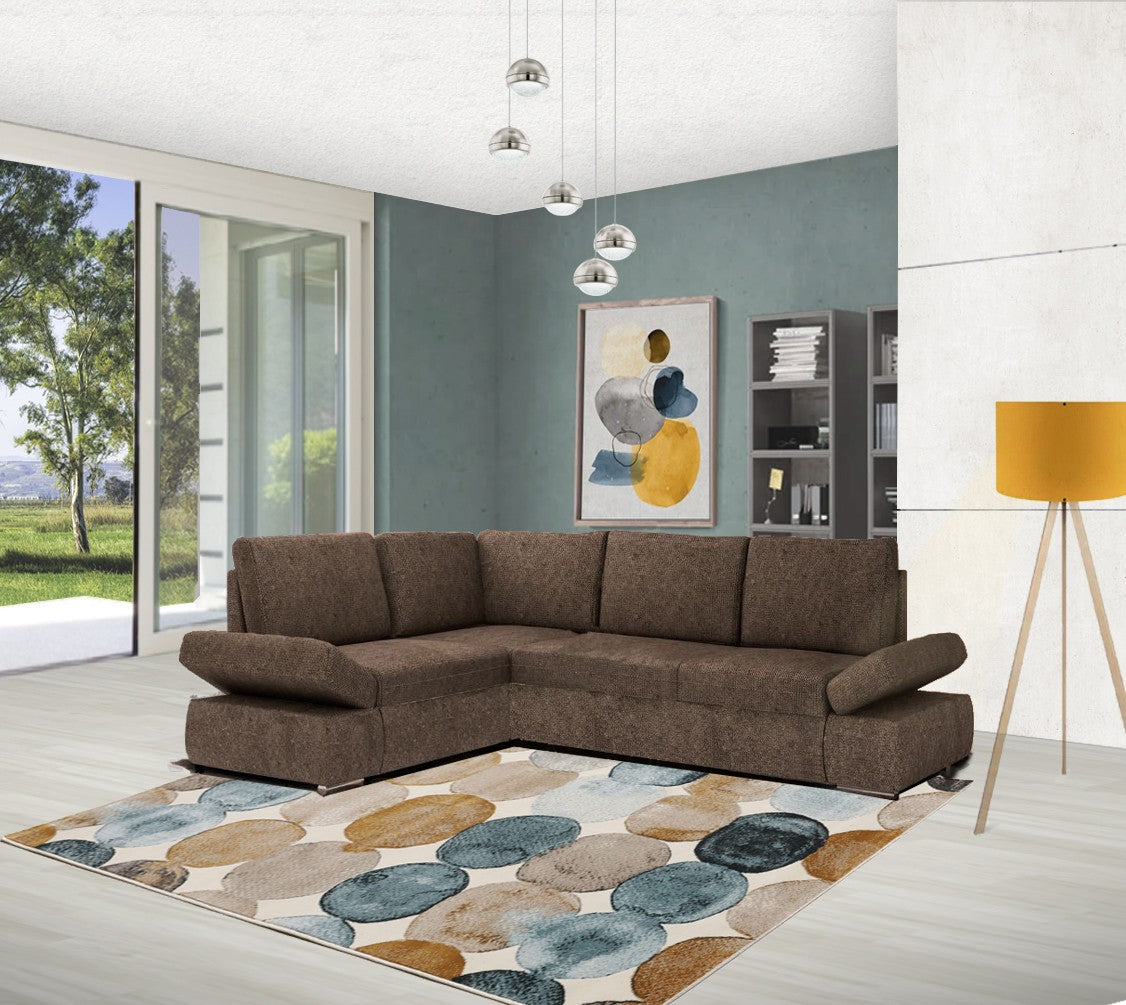 Divano angolare Siena con letto estraibile taupe 267x200x90