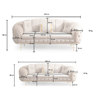 Divano Bentley 2 posti in tessuto Babyface 14 blu con piedini oro