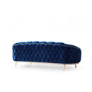 Divano Bentley 3 posti in tessuto Babyface 14 blu con piedini oro