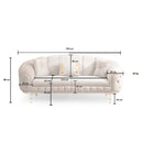 Divano Bentley 3 posti in tessuto Babyface 14 blu con piedini oro