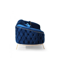 Divano Bentley 3 posti in tessuto Babyface 14 blu con piedini oro