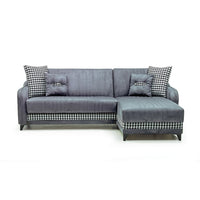Divano con penisola contenitore reversibile Laos grigio 246x138x92 H