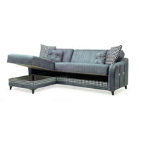 Divano con penisola contenitore reversibile Laos grigio 246x138x92 H