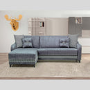 Divano con penisola contenitore reversibile Laos grigio 246x138x92 H