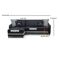 Divano con penisola contenitore reversibile Laos grigio 246x138x92 H