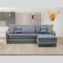 Divano con penisola contenitore reversibile Laos grigio 246x138x92 H