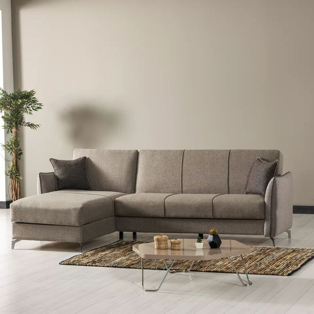 Divano con penisola reversibile Fellis grigio chiaro