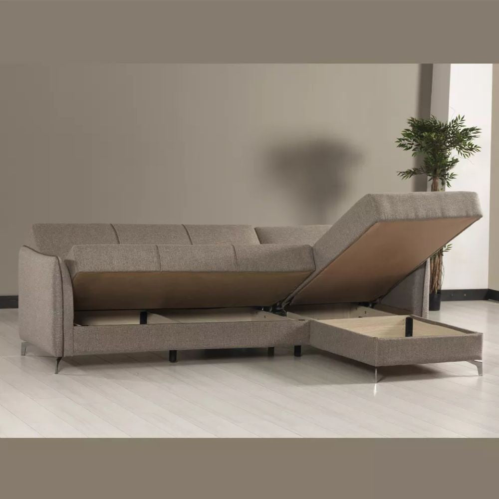 Divano con penisola reversibile Fellis grigio chiaro