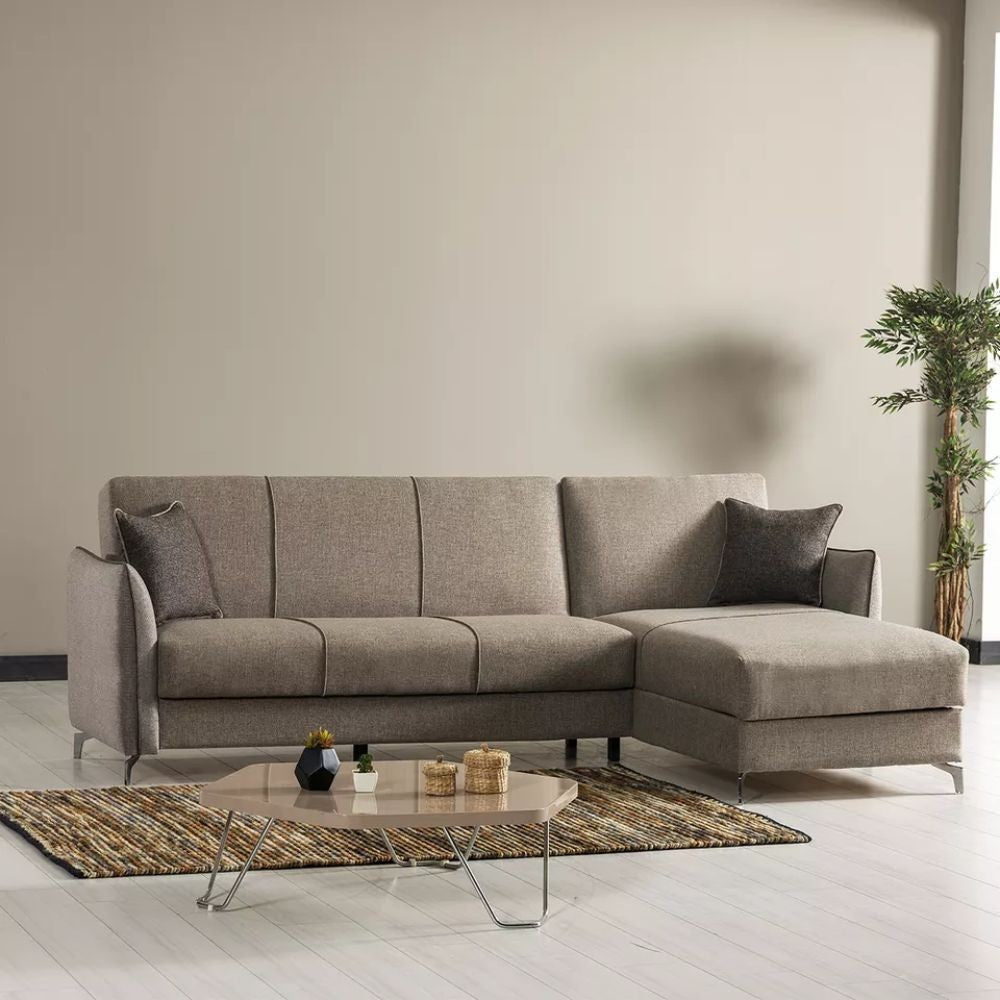 Divano con penisola reversibile Fellis grigio chiaro