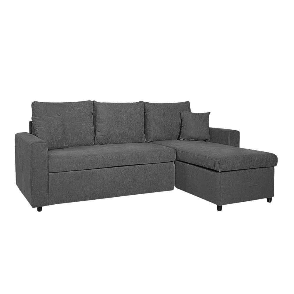 Divano con penisola reversibile Golf e letto estraibile tessuto grigio scuro Barrel 92