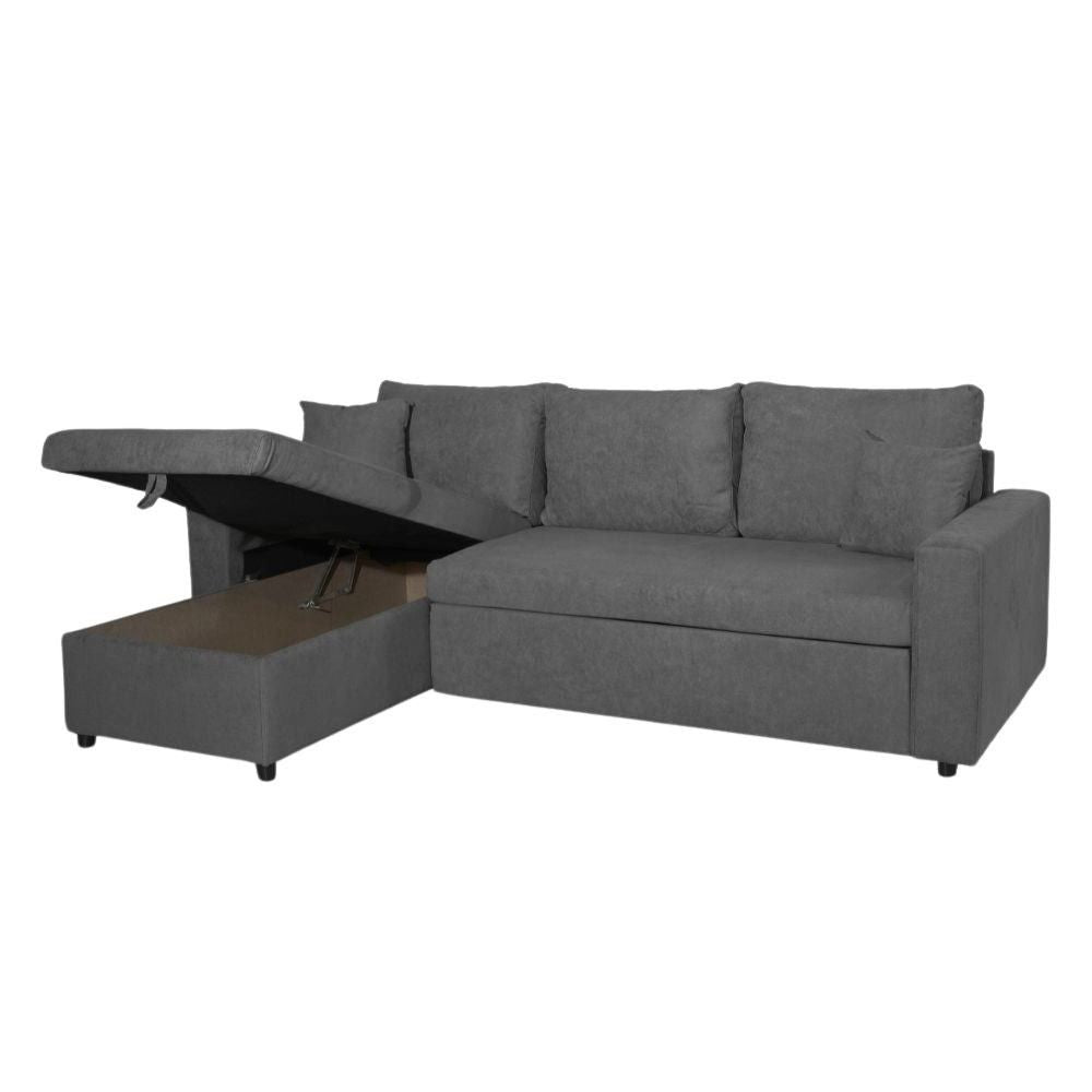 Divano con penisola reversibile Golf e letto estraibile tessuto grigio scuro Barrel 92