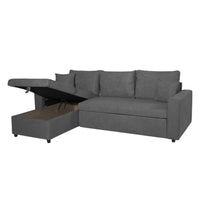 Divano con penisola reversibile Golf e letto estraibile tessuto grigio scuro Barrel 92