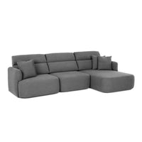 Divano con penisola reversibile Koda con seduta traslante in tessuto Vardo G1312 grigio scuro