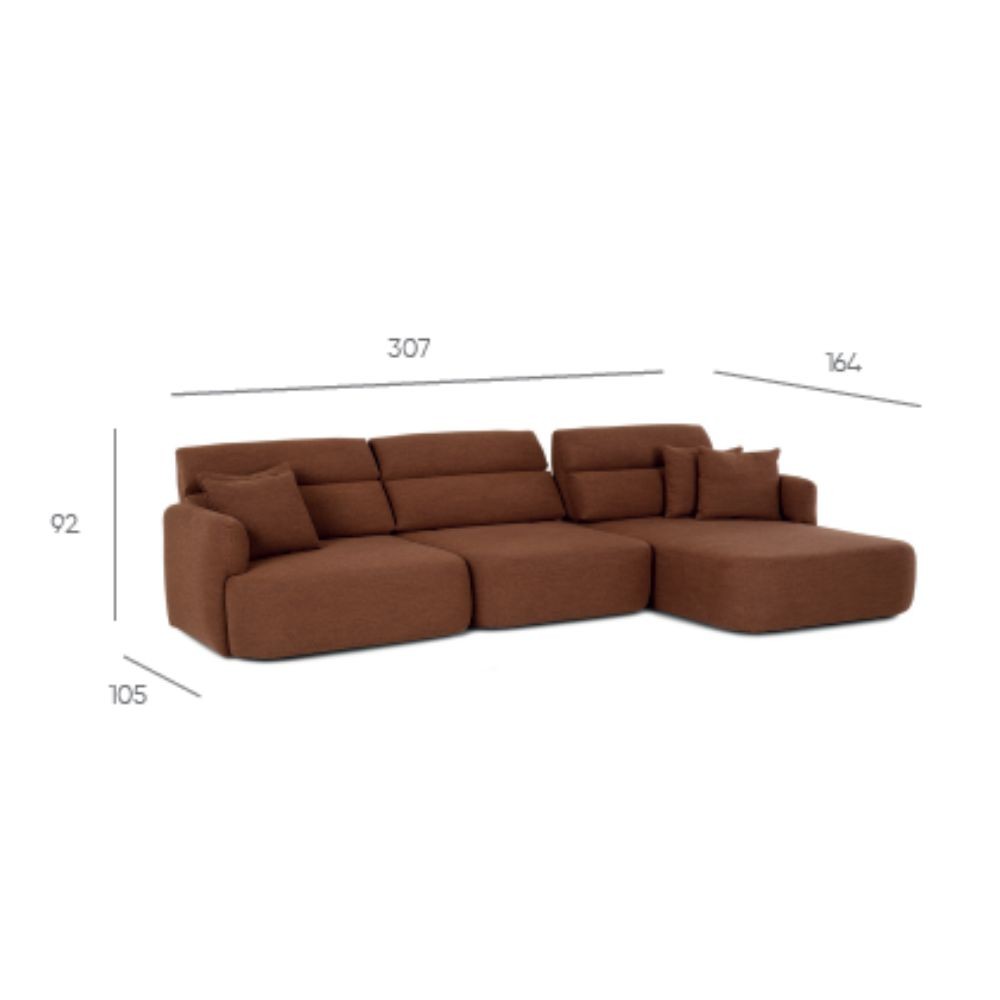 Divano con penisola reversibile Koda con seduta traslante in tessuto Vardo G1312 grigio scuro
