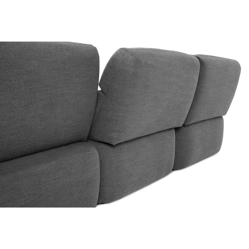 Divano con penisola reversibile Koda con seduta traslante in tessuto Vardo G1312 grigio scuro