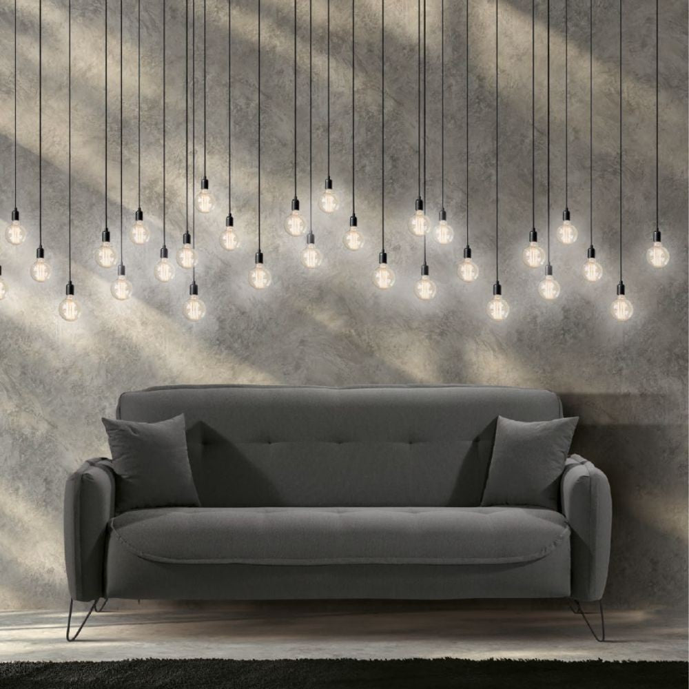 Divano Crown 3 posti ecopelle effetto nuvolato grigio 215x94x98h cm.