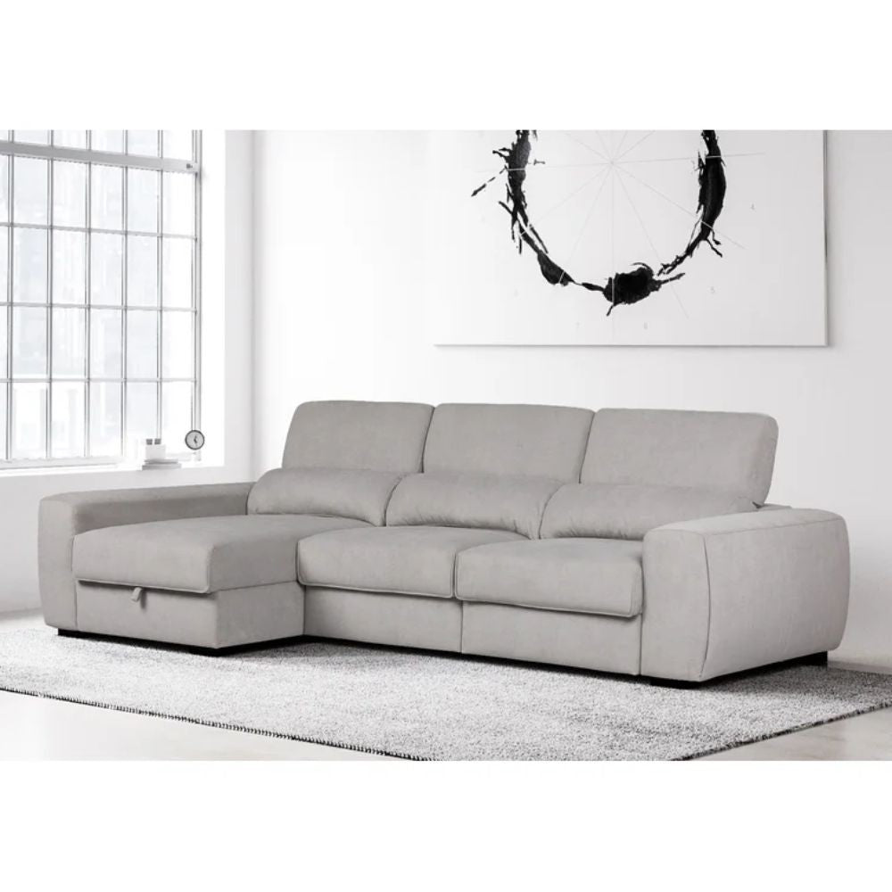 Divano Duke grigio penisola reversibile e funzione letto