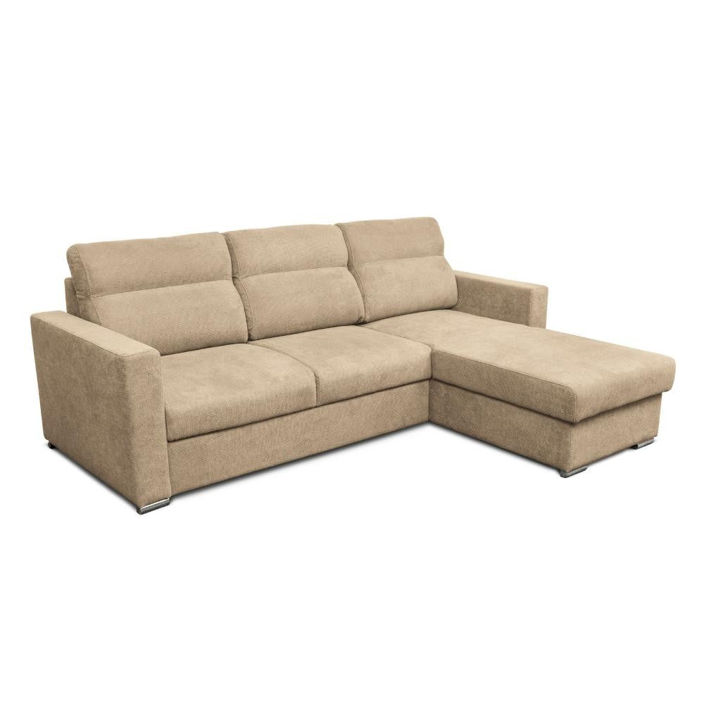Divano Kendall con penisola reversibile letto estraibile cappuccino Barrel 09