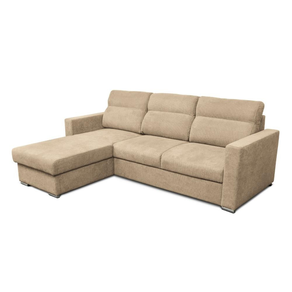 Divano Kendall con penisola reversibile letto estraibile cappuccino Barrel 09