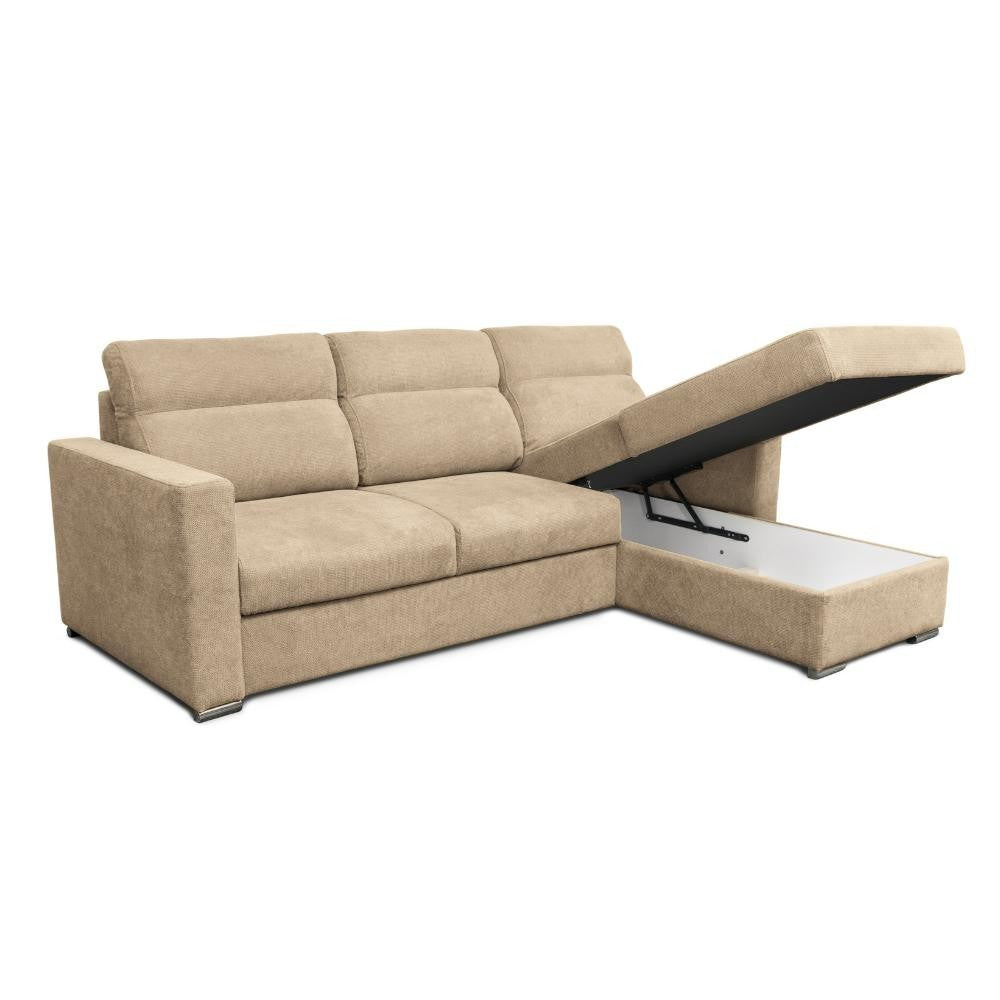 Divano Kendall con penisola reversibile letto estraibile cappuccino Barrel 09