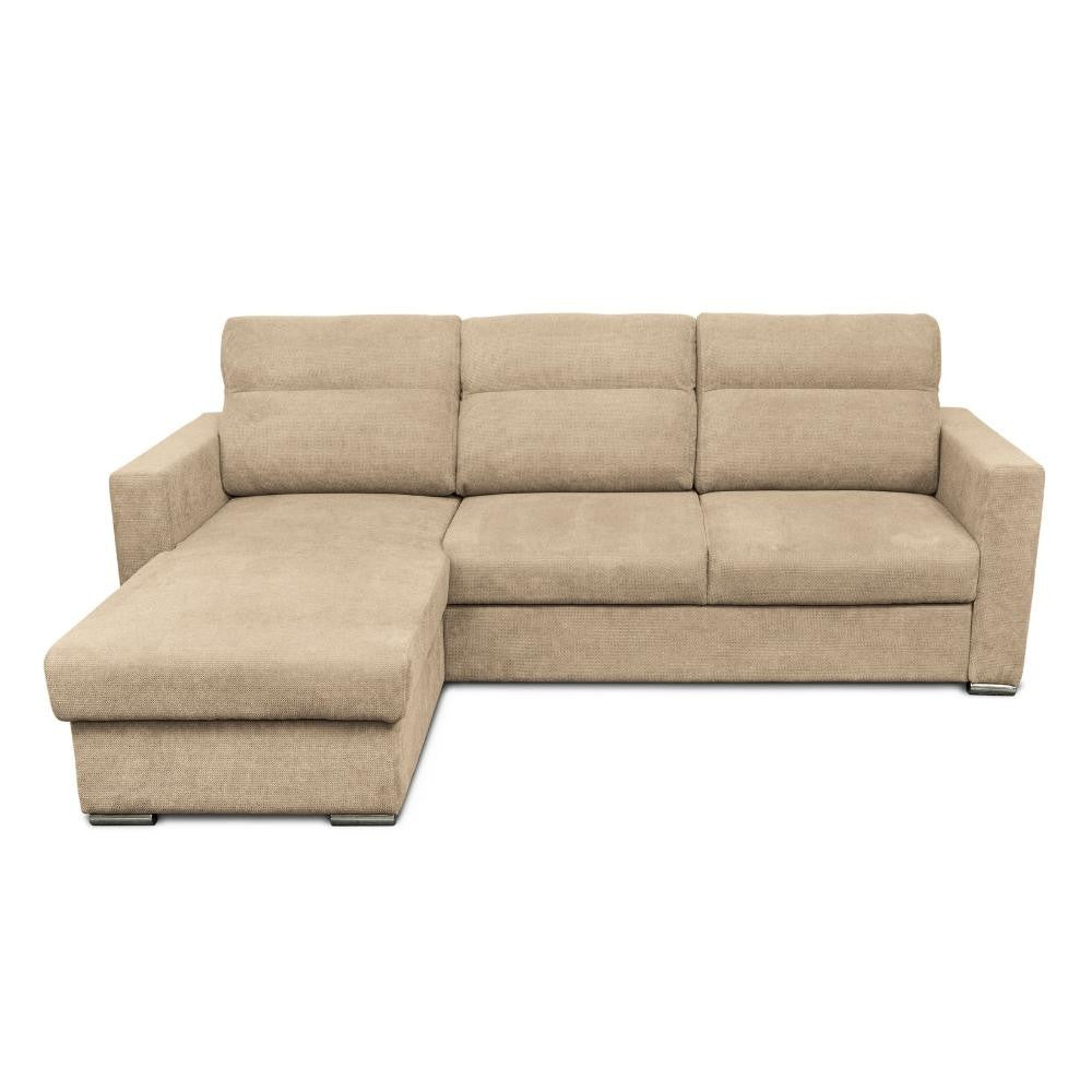 Divano Kendall con penisola reversibile letto estraibile cappuccino Barrel 09