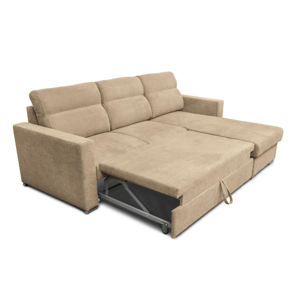 Divano Kendall con penisola reversibile letto estraibile cappuccino Barrel 09