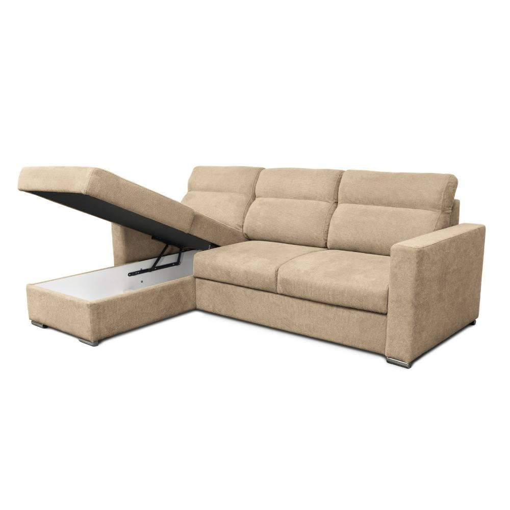 Divano Kendall con penisola reversibile letto estraibile cappuccino Barrel 09