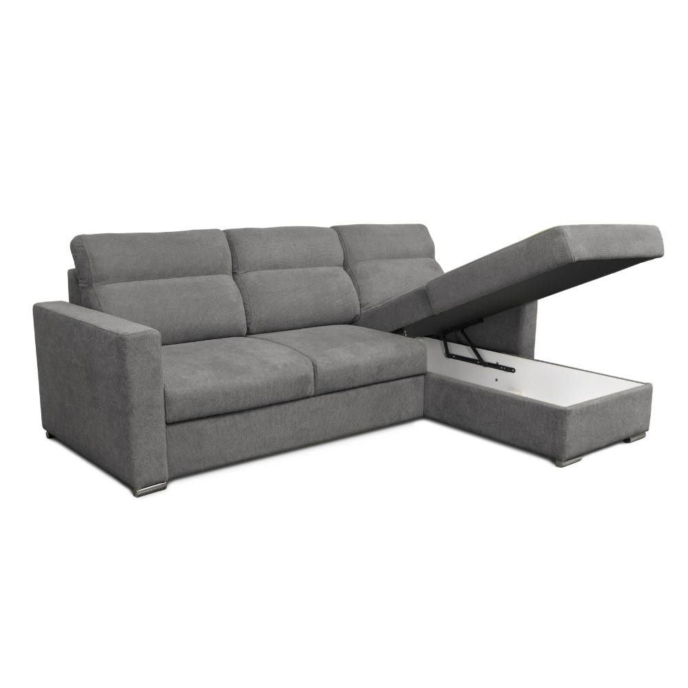 Divano Kendall con penisola reversibile letto estraibile grigio Barrel 90