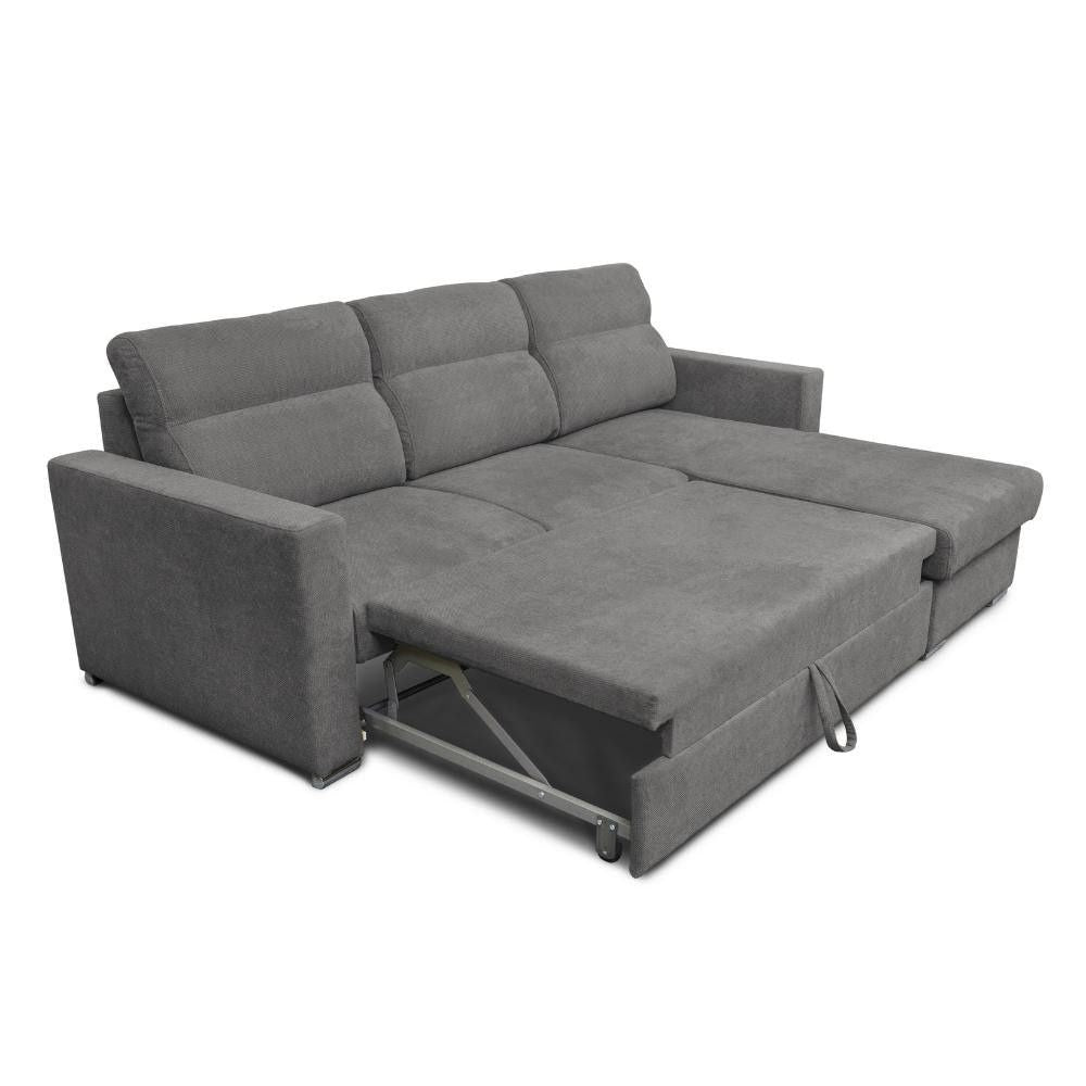 Divano Kendall con penisola reversibile letto estraibile grigio Barrel 90