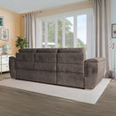 Divano Kendall II con letto estraibile e penisola contenitore reversibile in tessuto Giulia 9703 cappuccino