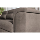 Divano Kendall II con letto estraibile e penisola contenitore reversibile in tessuto Giulia 9703 cappuccino