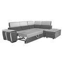 Divano Kutri penisola letto e contenitore bicolore Luna24 grigio elephant e Luna19 grigio chiaro