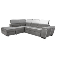 Divano Kutri penisola letto e contenitore bicolore Luna24 grigio elephant e Luna19 grigio chiaro