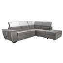 Divano Kutri penisola letto e contenitore bicolore Luna24 grigio elephant e Luna19 grigio chiaro