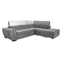 Divano Kutri penisola letto e contenitore bicolore Luna24 grigio elephant e Luna19 grigio chiaro
