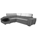 Divano Kutri penisola letto e contenitore bicolore Luna24 grigio elephant e Luna19 grigio chiaro
