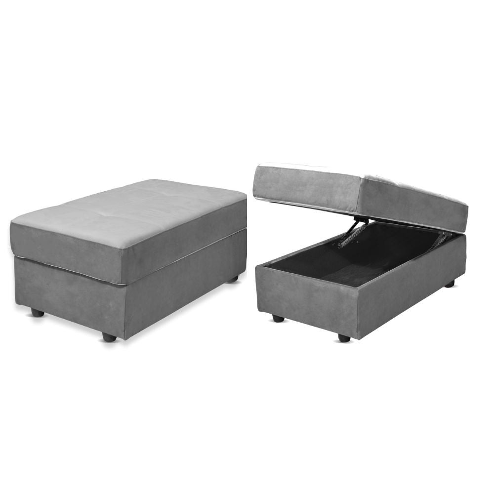 Divano Kutri penisola letto e contenitore bicolore Luna24 grigio elephant e Luna19 grigio chiaro