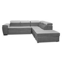 Divano Kutri penisola letto e contenitore bicolore Luna24 grigio elephant e Luna19 grigio chiaro