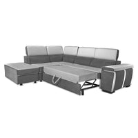 Divano Kutri penisola letto e contenitore bicolore Luna24 grigio elephant e Luna19 grigio chiaro