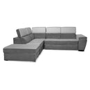Divano Kutri penisola letto e contenitore bicolore Luna24 grigio elephant e Luna19 grigio chiaro