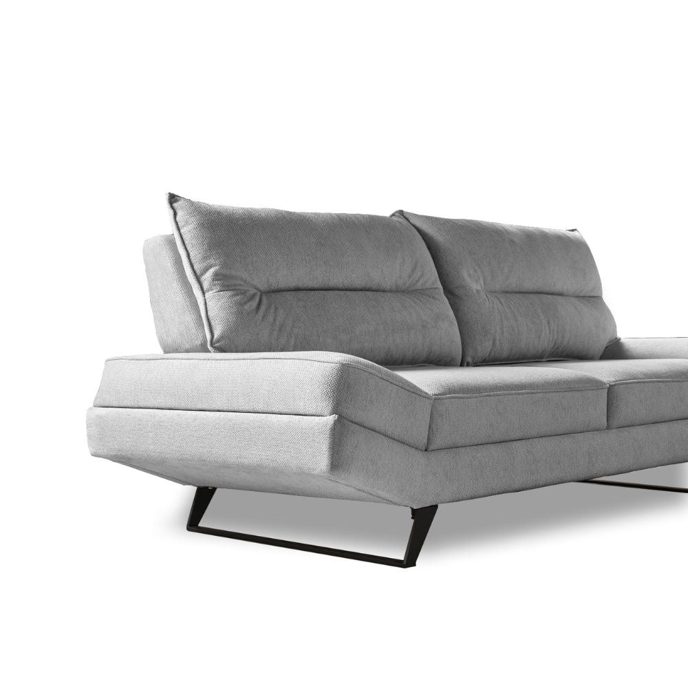Divano Lena 3 posti con schienali basculanti in tessuto microfibra Caddy 600 grigio chiaro