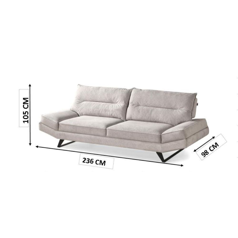 Divano Lena 3 posti con schienali basculanti in tessuto microfibra Caddy 600 grigio chiaro