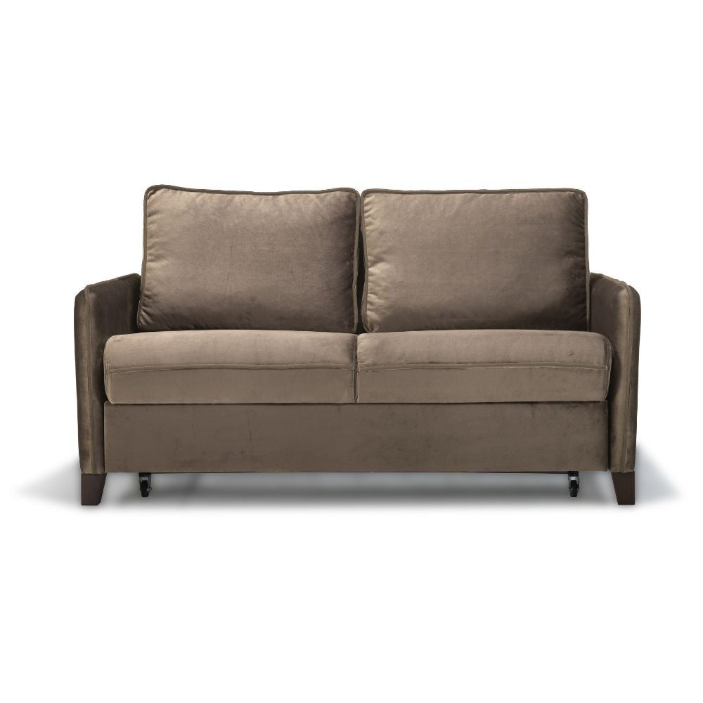 Divano letto 2 posti Alcona con contenitore in tessuto colore cappuccino