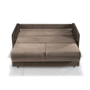 Divano letto 2 posti Alcona con contenitore in tessuto colore cappuccino