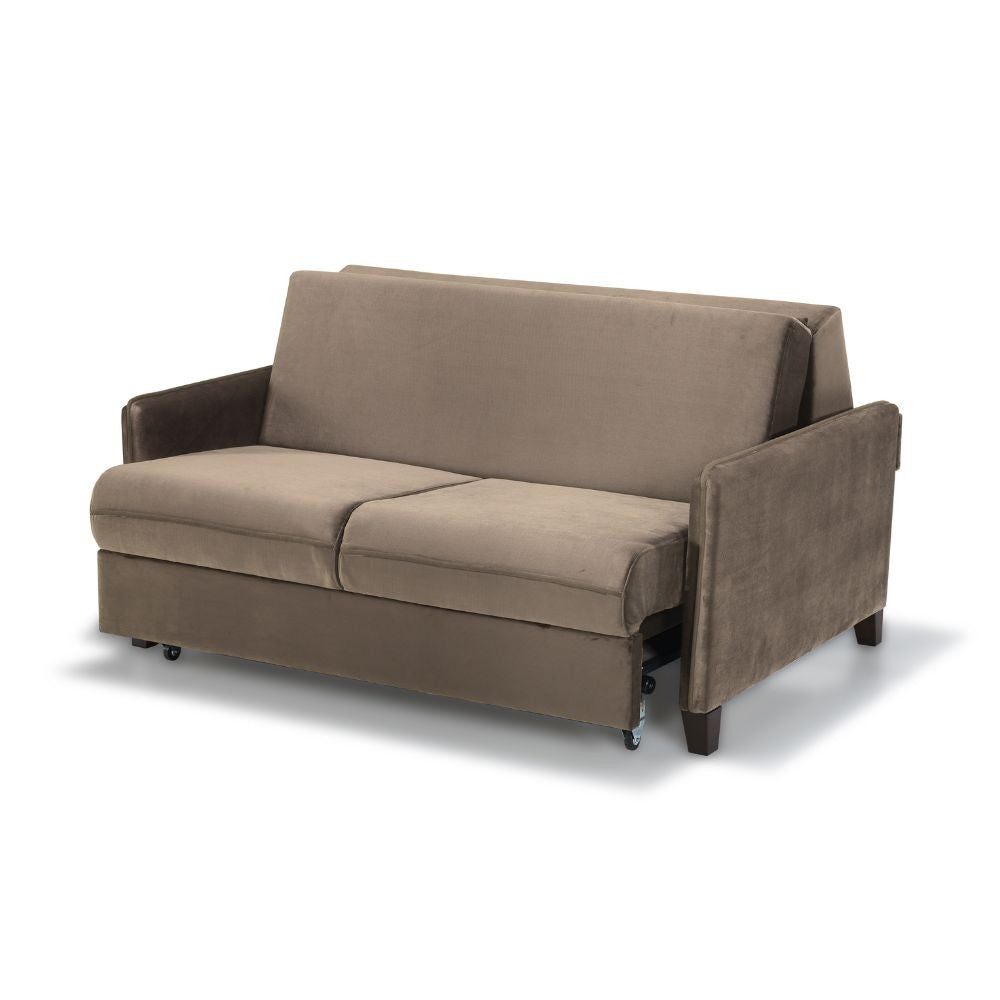 Divano letto 2 posti Alcona con contenitore in tessuto colore cappuccino