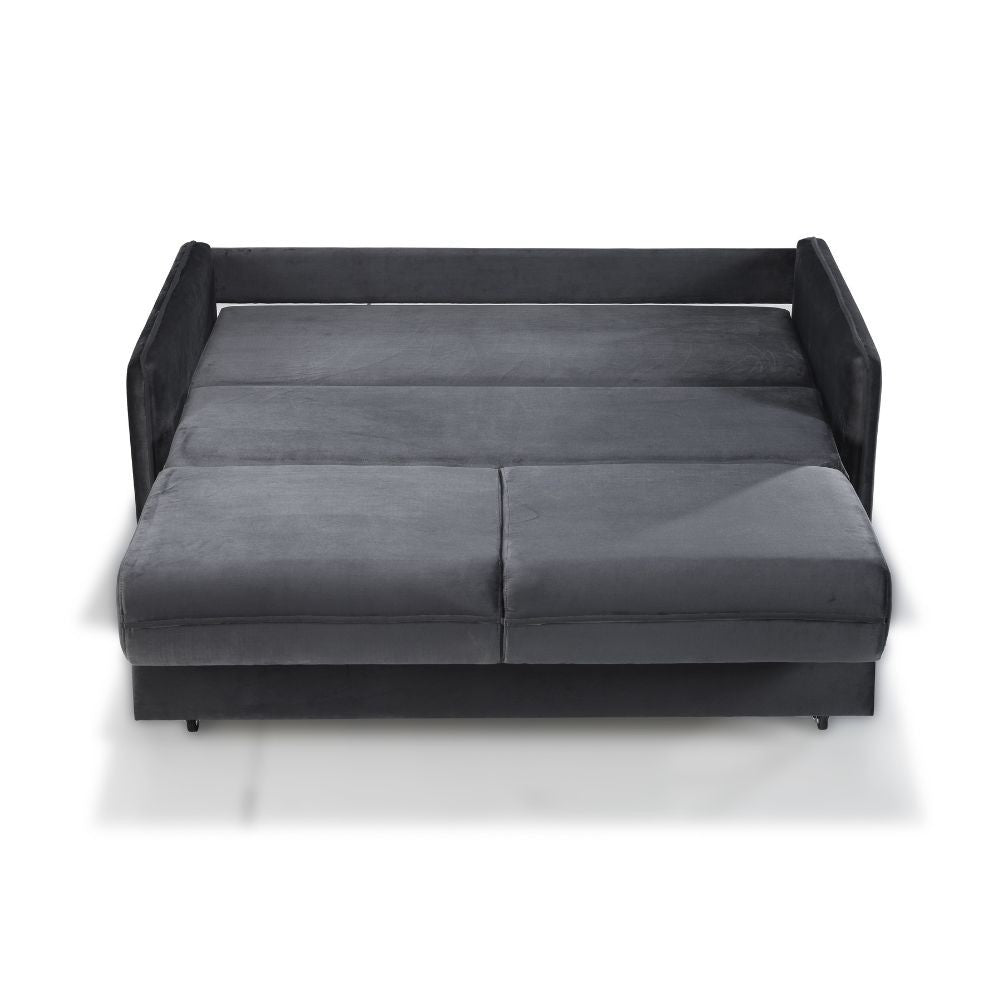 Divano letto 2 posti Alcona con contenitore in tessuto colore grigio