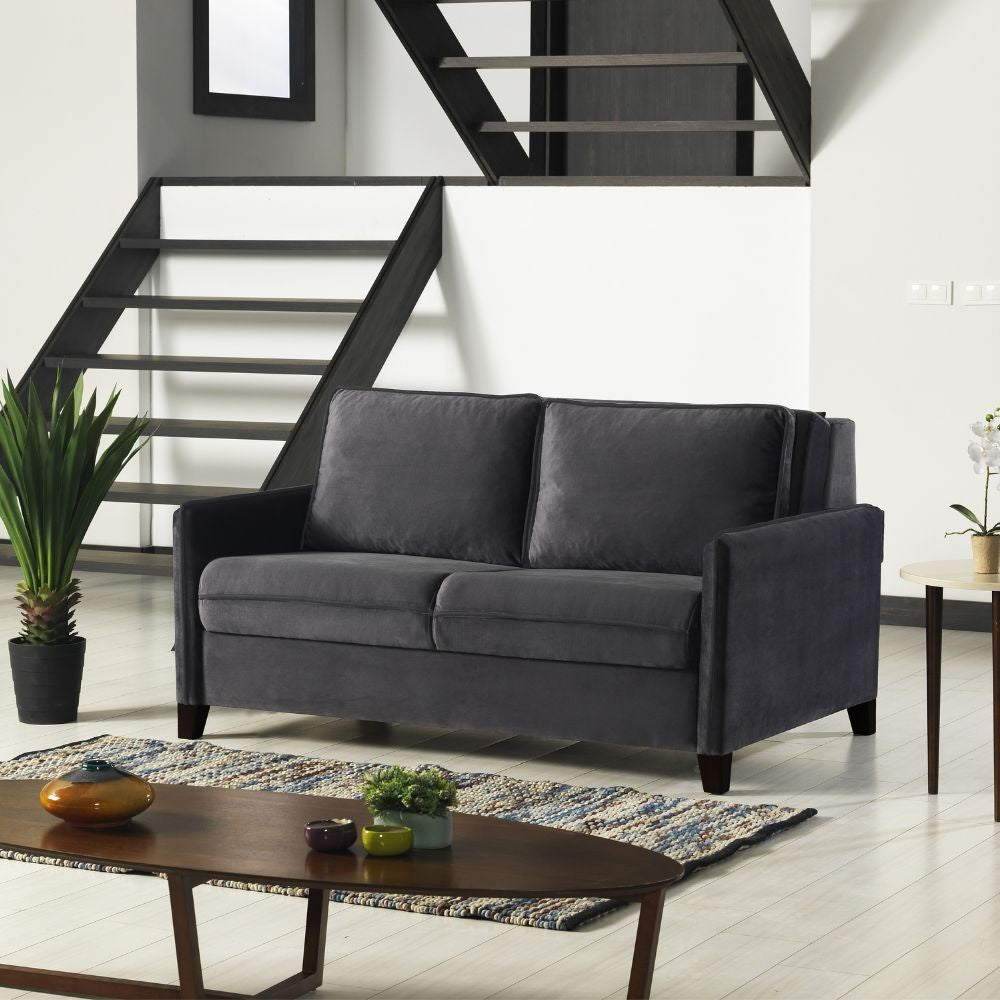 Divano letto 2 posti Alcona con contenitore in tessuto colore grigio