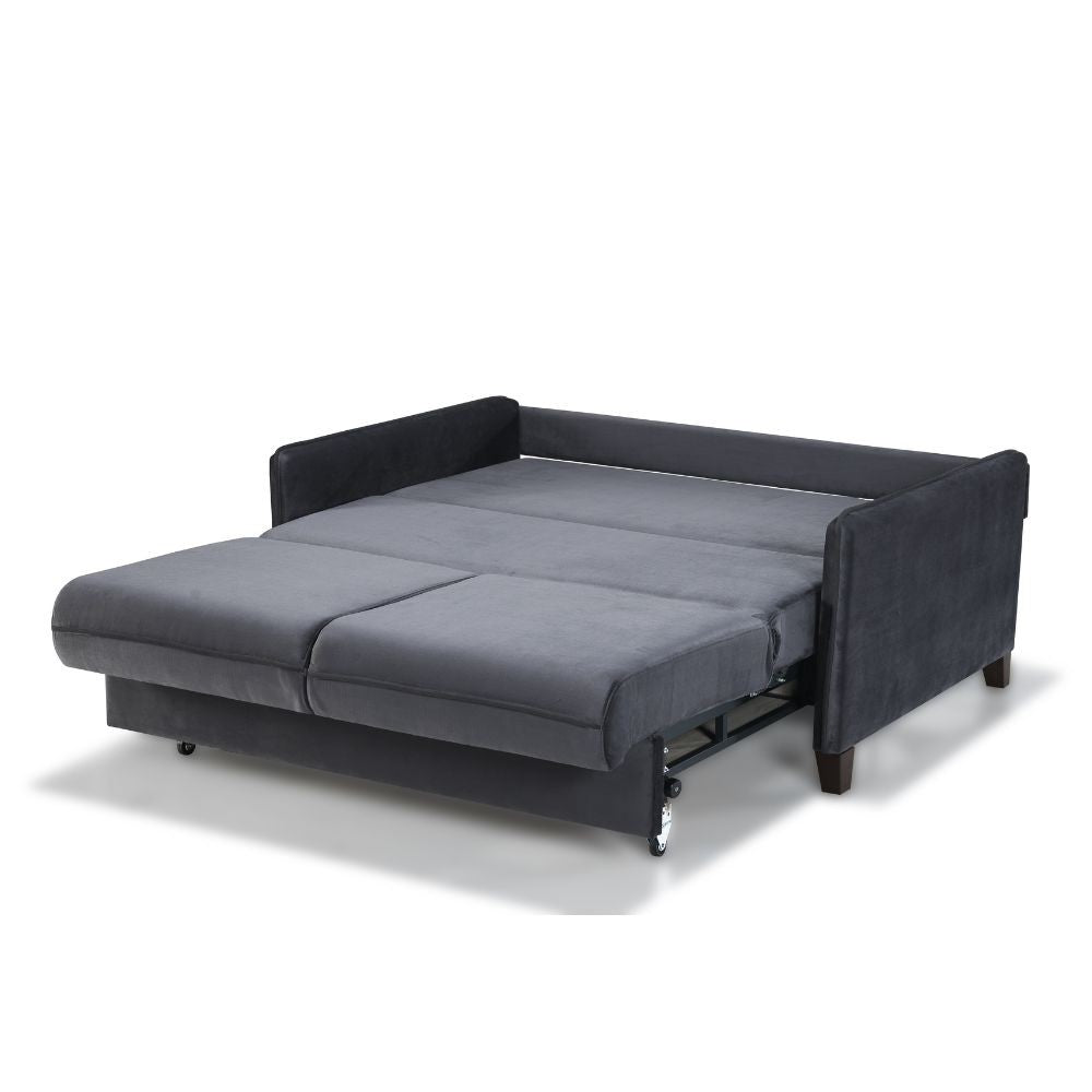Divano letto 2 posti Alcona con contenitore in tessuto colore grigio