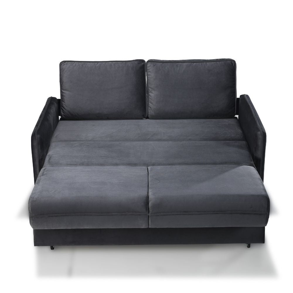 Divano letto 2 posti Alcona con contenitore in tessuto colore grigio