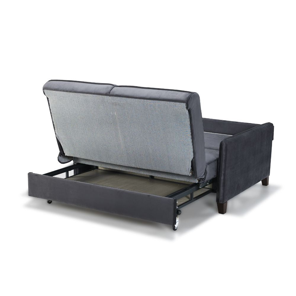 Divano letto 2 posti Alcona con contenitore in tessuto colore grigio
